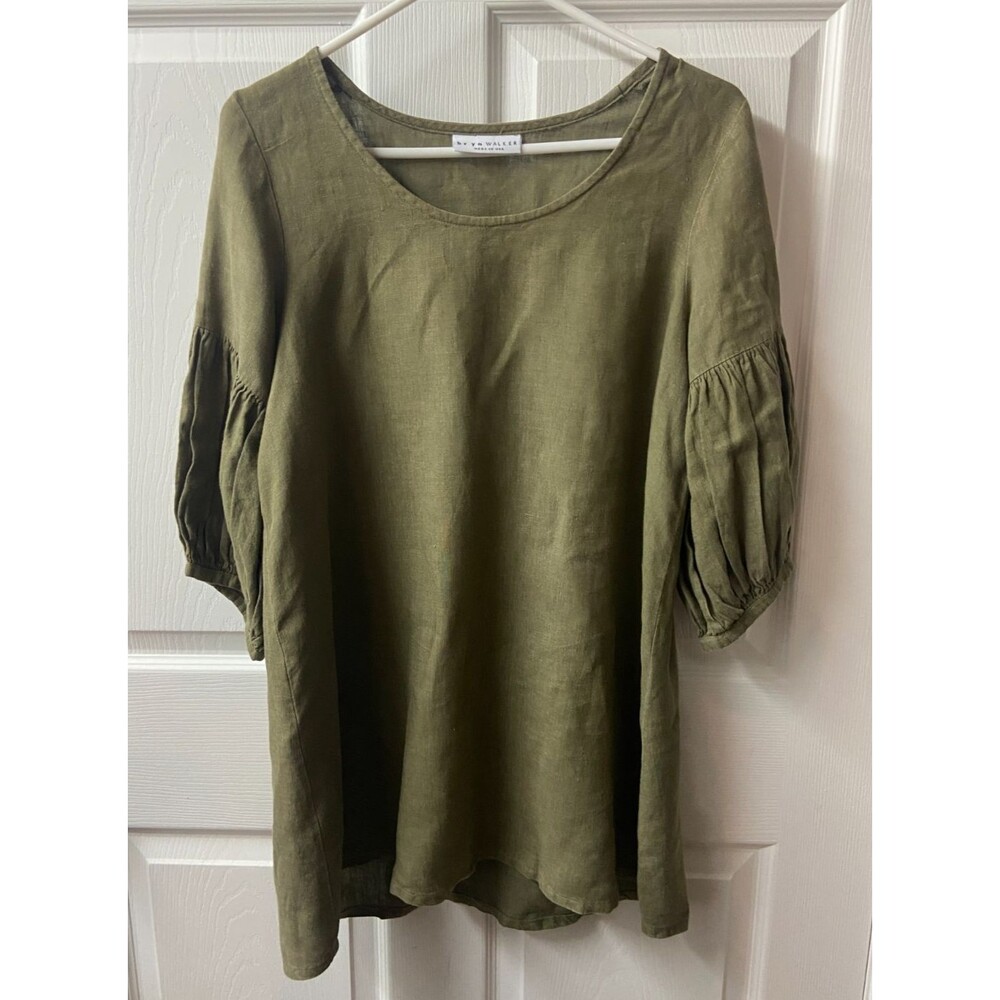 Bryn Walker Linen Top womens XS Langenlook Oversize Green